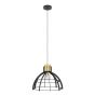 Eglo Stillington Black Wood Rounded Frame Pendant Light Elesi