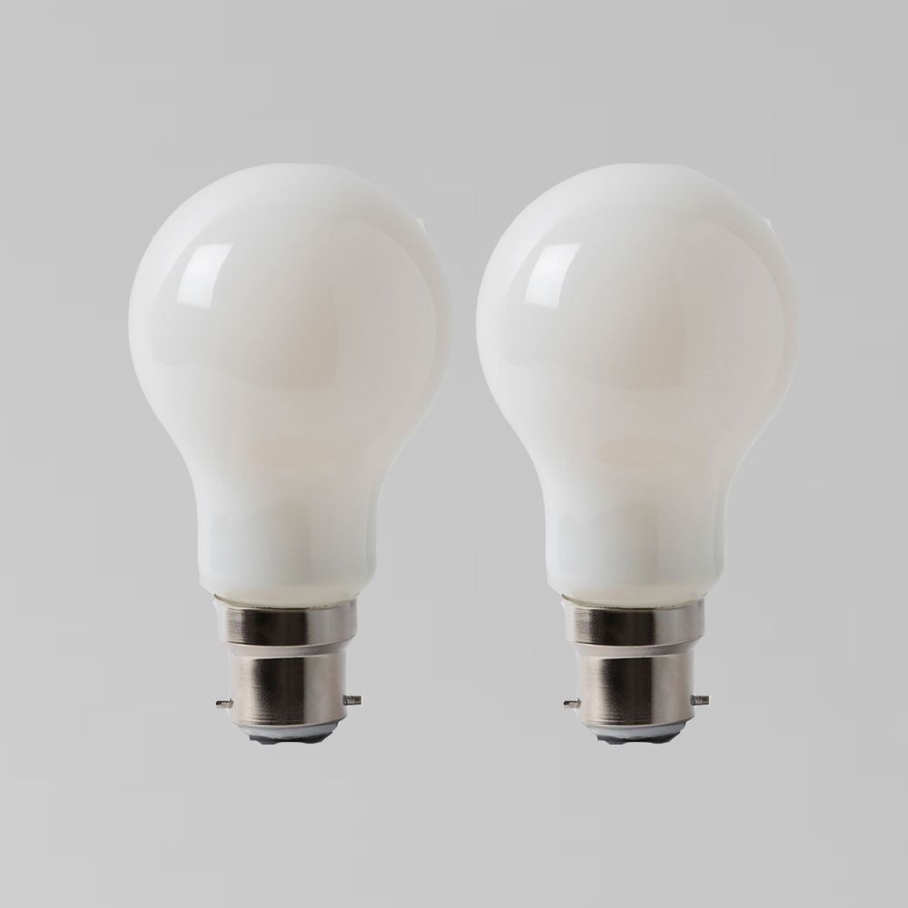 2 Pack - 8w B22 Opal GLS LED Light Bulb 3000K Warm White Dimmable - Elesi