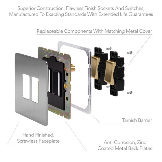 Soho Fusion Brushed Chrome And Brushed Brass 20a 1 Gang 2 Way Toggle