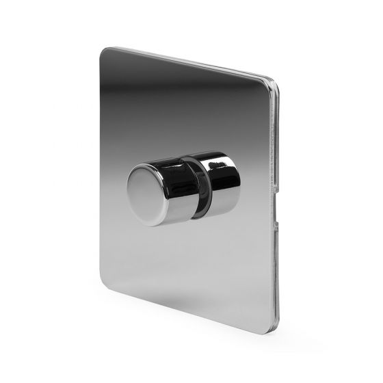 Soho Lighting Polished Chrome Flat Plate 250w 1 Gang 2 Way Trailing Dimmer Screwless Elesi